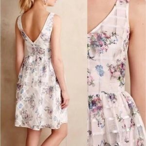 Anthropologie Maeve White Garden Floral Dress
